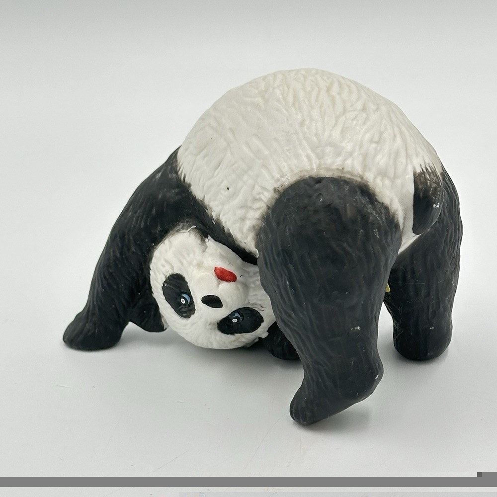 Ceramic Panda Figurine Made in Taiwan R.O.C. 3" Tall Adorable Mid Somersault